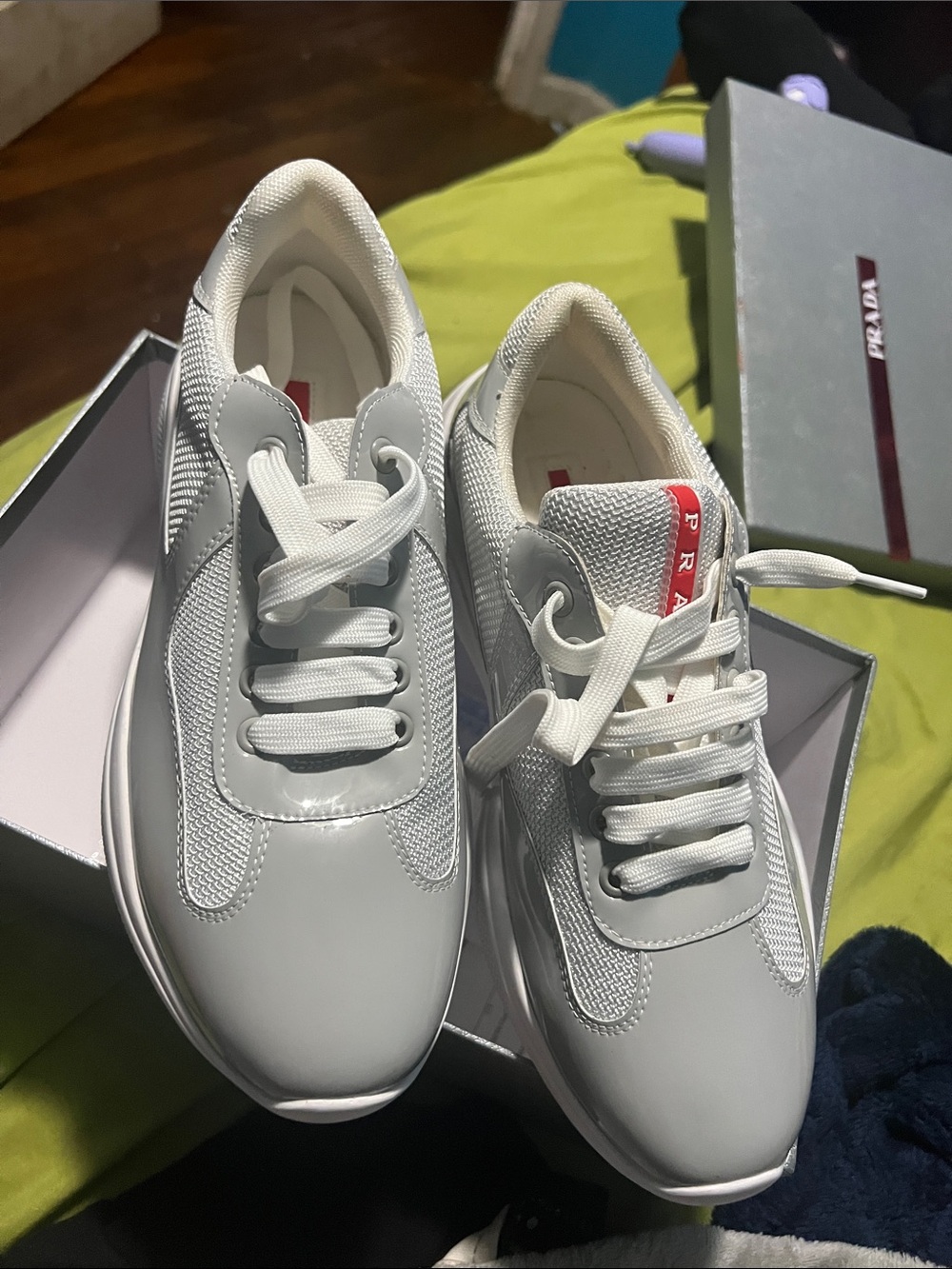 Prada White & Red Men’s Low-Top Sneakers
